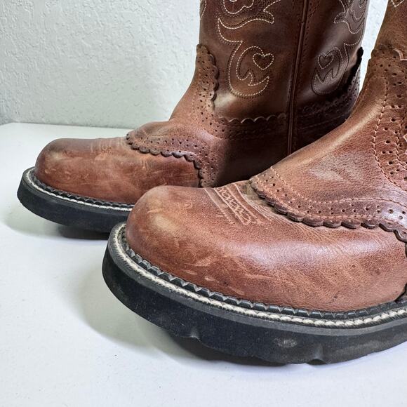 ARIAT Boots 9.5B Fatbaby Saddle Russet Rebel Dapper Western Leather Pull On - Picture 6 of 9